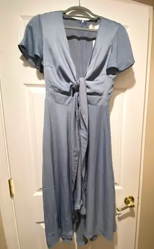 Billy J Sunny Daze Midi Dress Steel Blue Size 6 NWT Tie Front Short Sleeve