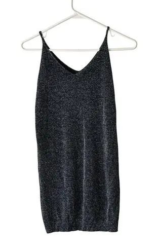 Metallic Sleeveless Knit Tunic Tank Top V