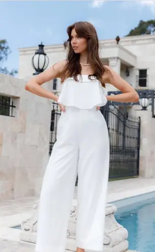 Petal and Pup Katia White Strapless Wide Leg Jumpsuit XS