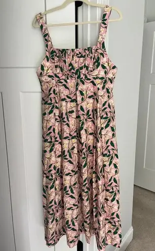 AGUA BY AGUA BENDITA Pink Hortencia Dos Gardenias Rosa Midi Dress Sleeveless Size M