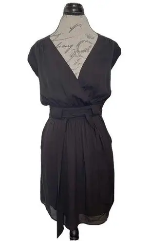 Daniel Rainn DR2 Dress Womens Short Sleeve Black Tied Pleated Evening Night Out