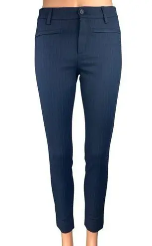 Denim Studio Blue Pinstriped Skinny Leg Mid Rise Zip Hem Trousers Dress Pants 24