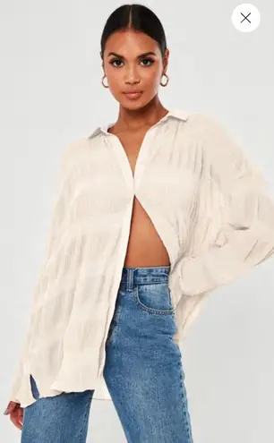 Missguided White Oversized Crinkle Shirt