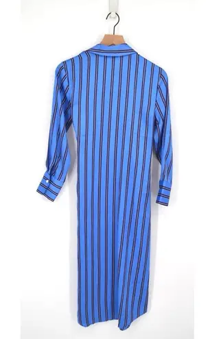 Rails NEW Lacey Button Down Wrap Dress Midi Long Sleeve Silky Stripe Blue XS - Image 7