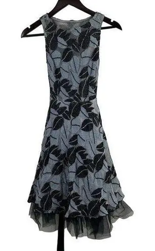 Eva Franco Fit and Flare Embroidered Mesh Overlay Dress Size 2 New
