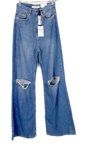 NWT Subdued Wide Leg Jeans Ripped Distressed High Rise Size 2 NEW Blue