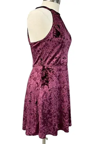 Xhilaration  Skater Dress Womens Medium Crushed Velvet Halter Grunge Whimsigoth