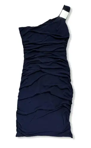 Sweet Storm Blue One Shoulder Ruched Dress