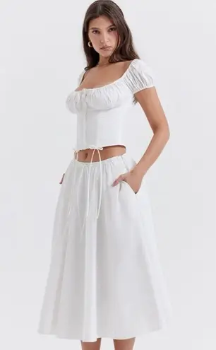 House Of CB  Cora White Gathered Midi Skirt