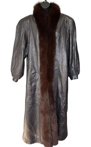 Vintage Rallee Leather Fox Fur Coat Sz L Chocolate Brown Thermolite Maximalism Size L