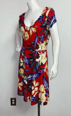 Lascana Venus Red Tropical Floral Dress Fit & Flare Hawaiian Women's Size M Size M