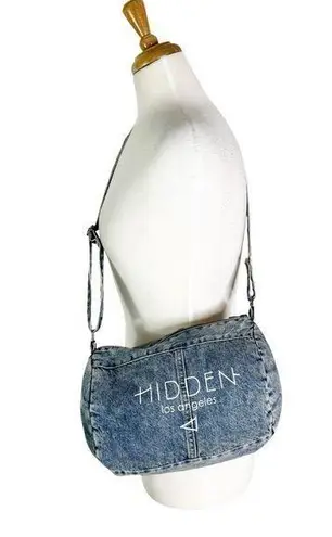Hidden Los Angeles Denim Barrel Crossbody Shoulder Mini Tote Bag Blue