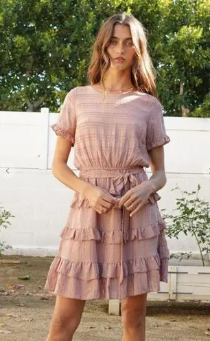 Hem & Thread Mauve Ruffled Mini Dress -  - Sz Large