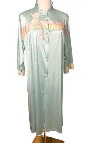 Vanity Fair Vintage Nightgown/Robe size Small Icy Aqua Blue 70s