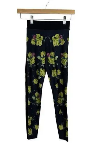 Ultracor Soul Cycle Navy Blue Floral High Rise Leggings Velvet Racing Stripe XS