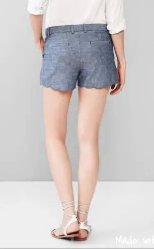 Gap Chambray Scalloped Hem Shorts Blue 4