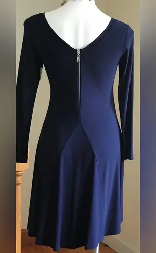 Last Tango TRUE NAVY BLUE Double V SWING TUNIC Stretch Top SZ. S