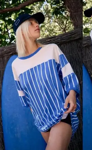 Free People Movement Lineback Logo Tee Size Medium Blue