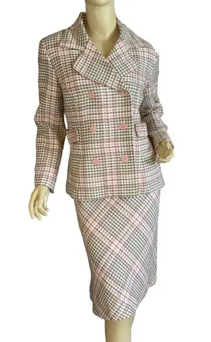 Norton Mcnaughton PINK, TAUPE & CREAM HOUNDS TOOTH PRINT SKIRT SUIT NWT (8P) - Image 1