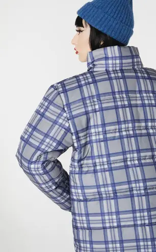 Daisy Street Blue Plaid Checkered Puffer Jacket