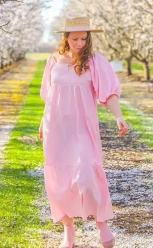 Zanzea Bridgeton Vibes Pale Pink Peasant Maxi Dress