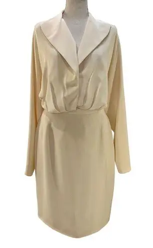 Vintage Donna Karen Silk 3pc Skirt Set Ecru Cream Ivory DKNY Office Siren White Size 10