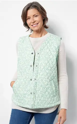 Isaac Mizrahi Live! Quilted Cotton 2X Vest Jacket Pale Aloe New Outdoor