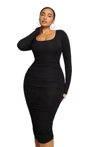 NWT Shapellx Smooth Ruched Shaping Dress black Sz M Size M