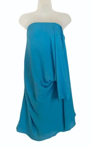 3.1 Phillip Lim Runway Silk Turquoise Blue Strapless Mini Dress Fall 2007
