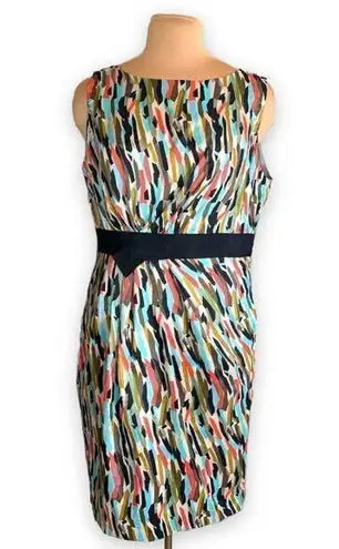 Vertigo Paris Dress Abstract Multicolored Art To Wear Sleeveless Ruched Sheath
