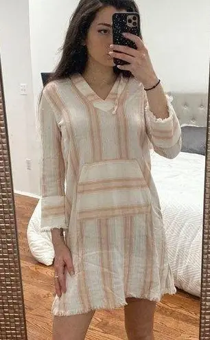 Faherty Peach Striped Organic Cotton Baja Surf Dress XS Pink