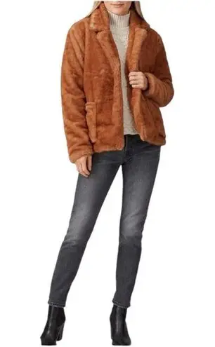 Bobeau B Collection By Twiggy Faux Fur Warm Brown Teddy Jacket Size XS