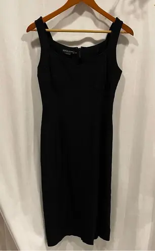 Adrienne Vittadini Sexy Y2K black sheath dress back slit midi length lined