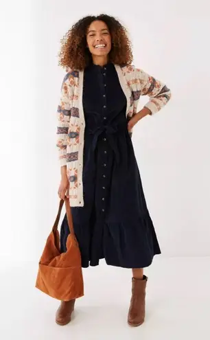 FatFace NWT UK Amelie Corded Black 3/4 Sleeved Knee Length Dress