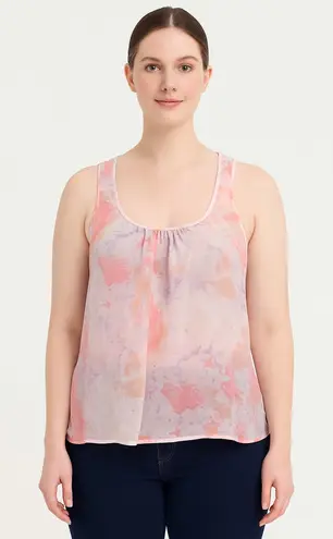 I Love H81 Women's Sleeveless Floral Blouse - Size Large Flowy Sheer Top