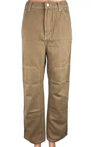 Reformation  Khaki Tan High Rise Ankle Denim Stretch Wide Leg Jeans Size 29