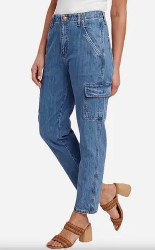 Universal Thread Cargo Boyfriend Jeans Mid Rise 100% Cotton Medium Wash Size 14 Blue