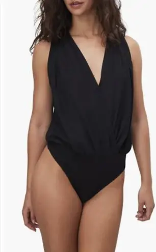 Abbeline Black V-Neck Wrap Bodysuit