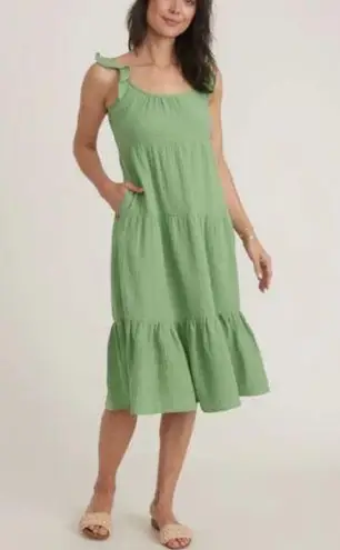 Marine layer Women's Size Large Jade Sheen Jude Flutter Sleeve Midi Dress NWT