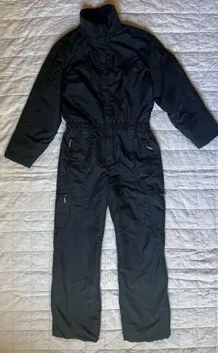 Vintage Fera Signatures Black Fair Isle Snowflake Embroidery Snow Jumpsuit