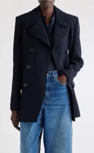 Fleurette Women’s Reese Midnight Double Breasted Wool Peacoat Size 0 Blue