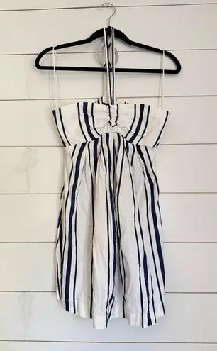 Emporio Armani Babydoll Striped Strappy Summer Dress White Navy