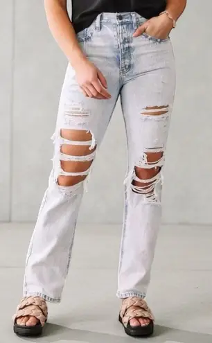 Kancan X Buckle Women’s 28 90’s Boyfriend Baggy Jeans Distressed Light Wash NWT Blue