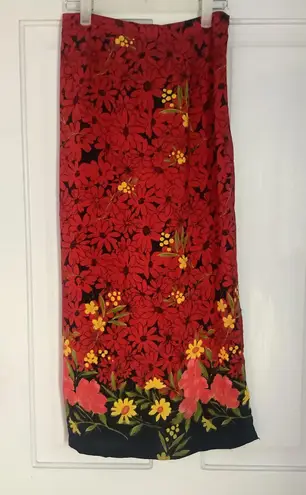 Notations Red Yellow Floral Maxi Skirt 34” Long / 27.5” Waist Stretched