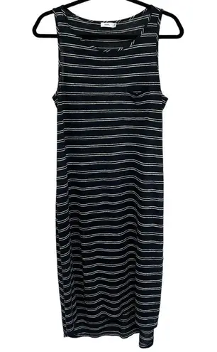 Vince  100% Linen Tank Dress in Navy Blue with White Stripes - Size L