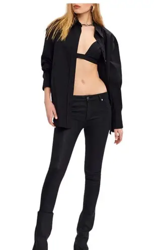 Ser.O.Ya Lydia Button up Cotton Halter Open Back Shirt Black Size Small NEW