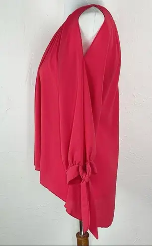 Mahina Light Red Cold Shoulder Long Sleeve Top Small