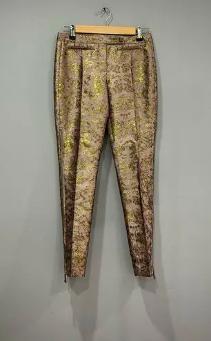 John Richmond Gold Brocade Zip Leg Pants Size 40 (6) EUC Pink