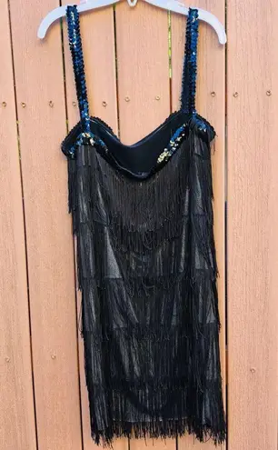 Black fringe & sequin flapper dress Size undefined