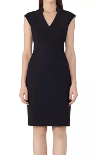 Reiss Elia Tailored Black VNeck Business Event Luxury Wool Blend Collar Dress